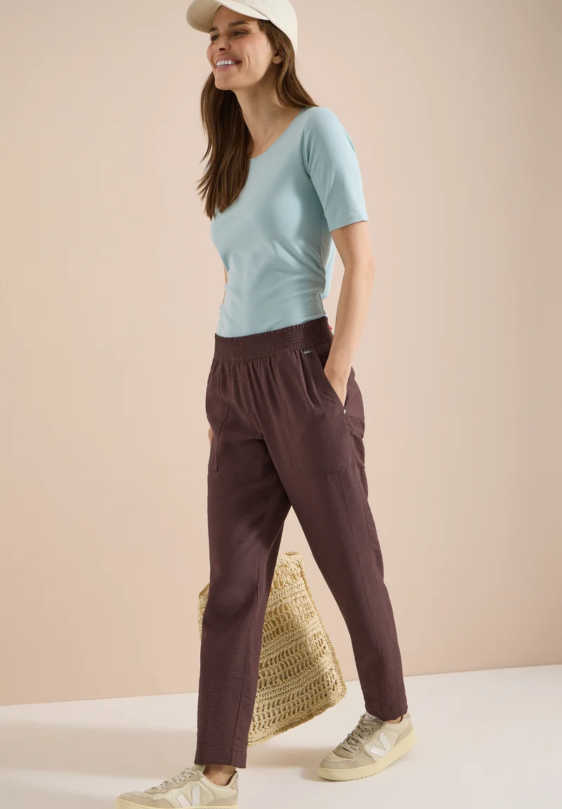 Mid Waist Slim Leg Hose im Loose Fit