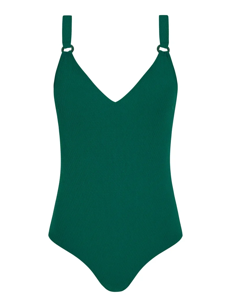 Femilet Swimwear - Navarino Bügelloser Badeanzug mit tiefem Ausschnitt, T-Shirt-Design, Botanischer Garten