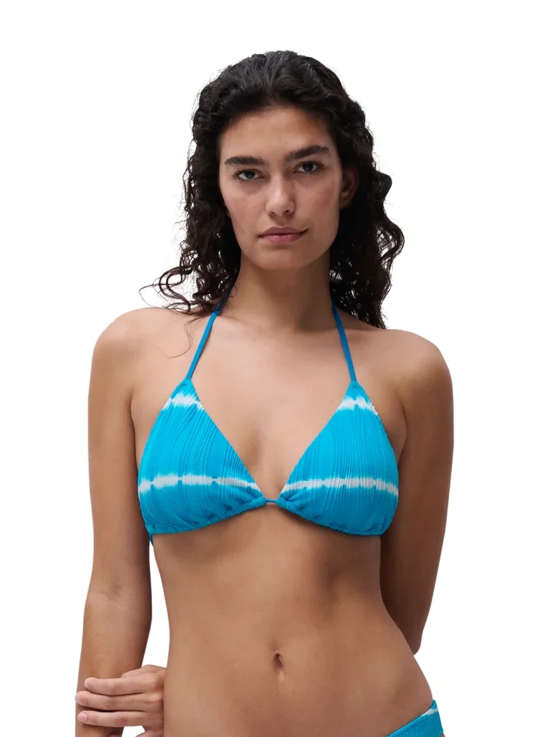 Chantelle Swimwear - Einheitsgröße, bügelloser Triangel-Bikini mit T-Shirt, blau, Shibori-Stil
