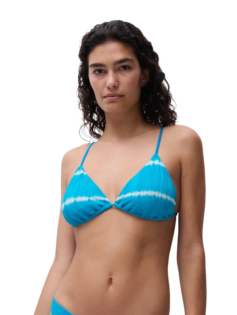 Chantelle Swimwear - Einheitsgröße, bügelloser Triangel-Bikini mit T-Shirt, blau, Shibori-Stil