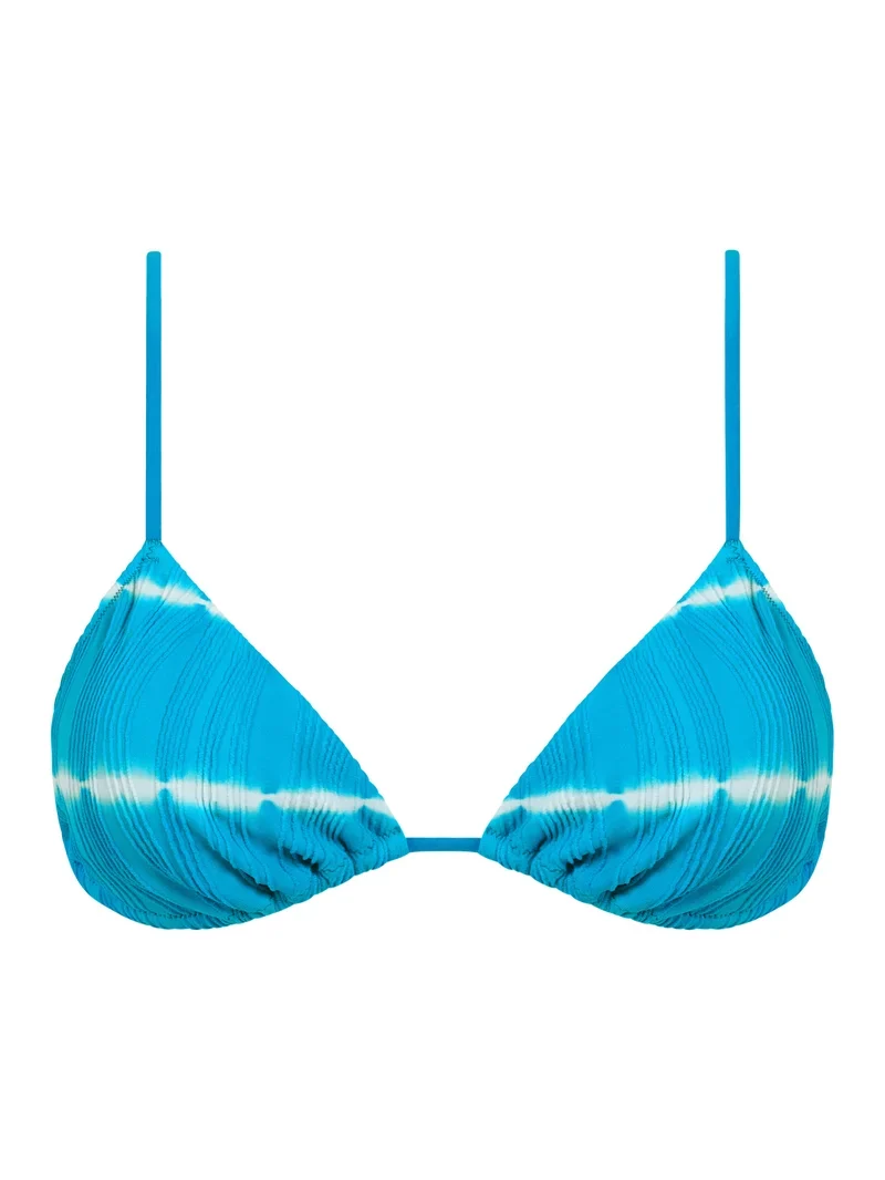 Chantelle Swimwear - Einheitsgröße, bügelloser Triangel-Bikini mit T-Shirt, blau, Shibori-Stil