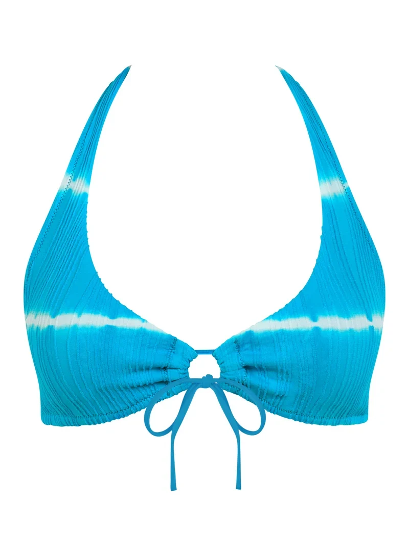 Chantelle Swimwear - Einheitsgröße Bügelloser Bikini mit tiefem Ausschnitt, T-Shirt-Bikini, Blau Shibori