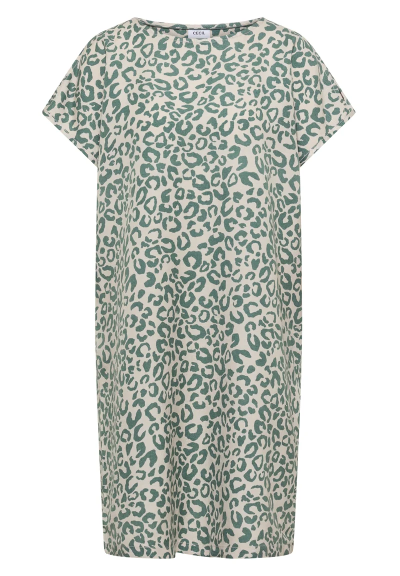 Knielanges Kleid aus Leinenmix mit Print