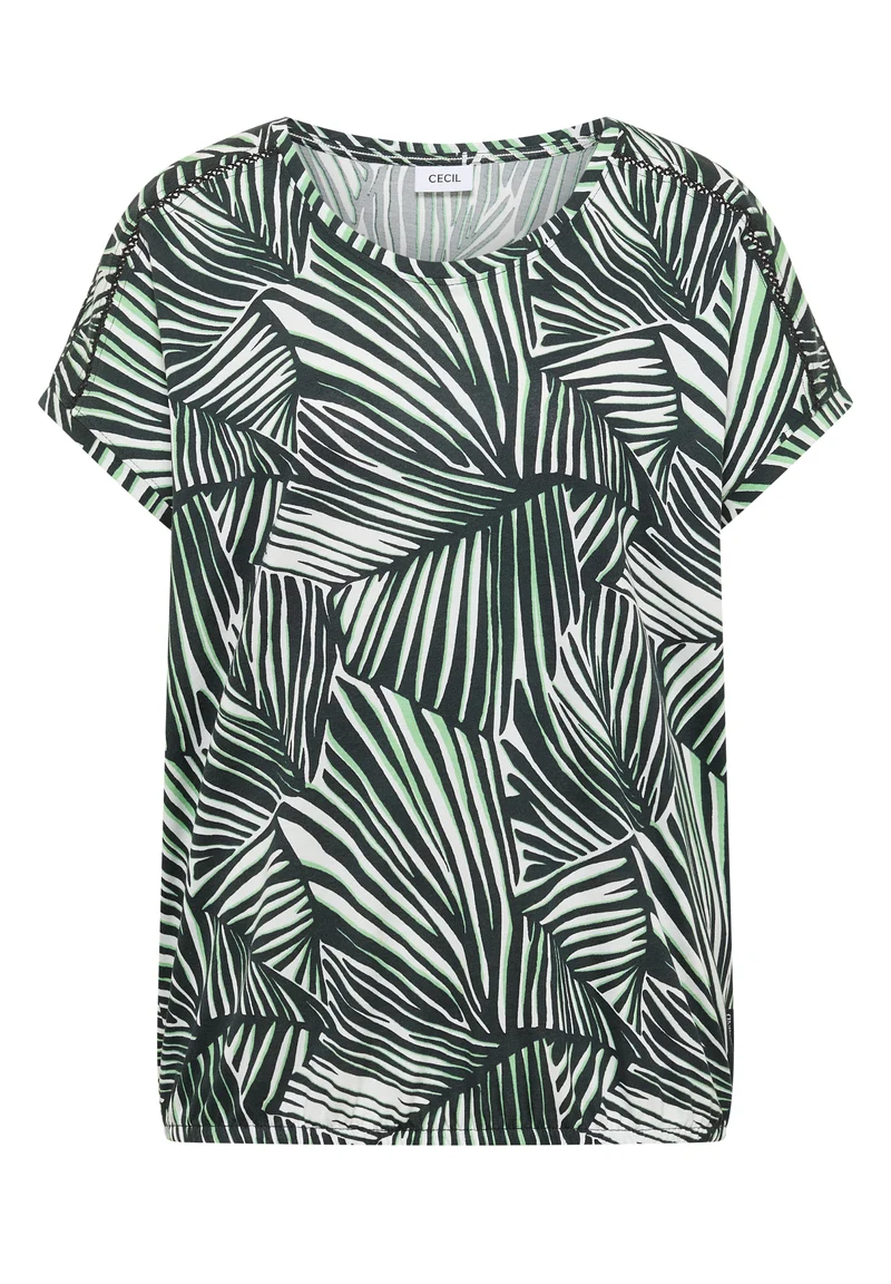 T-Shirt mit V-Neck und Spitzendetail