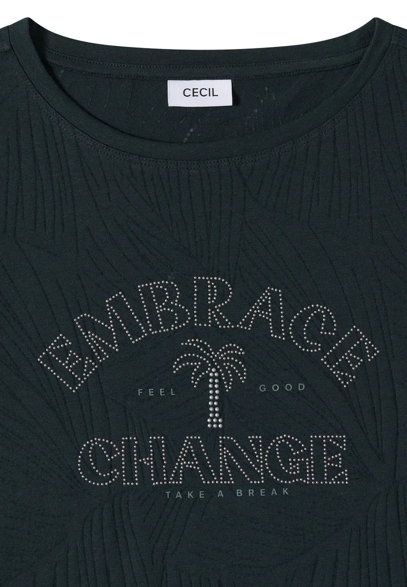 Shirt im Ausbrenner-Look mit Wording