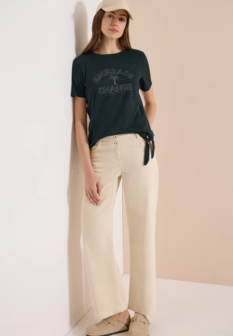 Shirt im Ausbrenner-Look mit Wording
