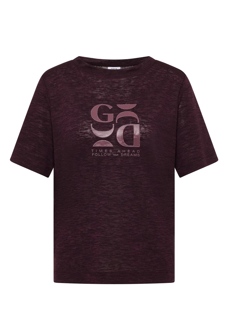 T-Shirt in Leinen-Optik mit Print
