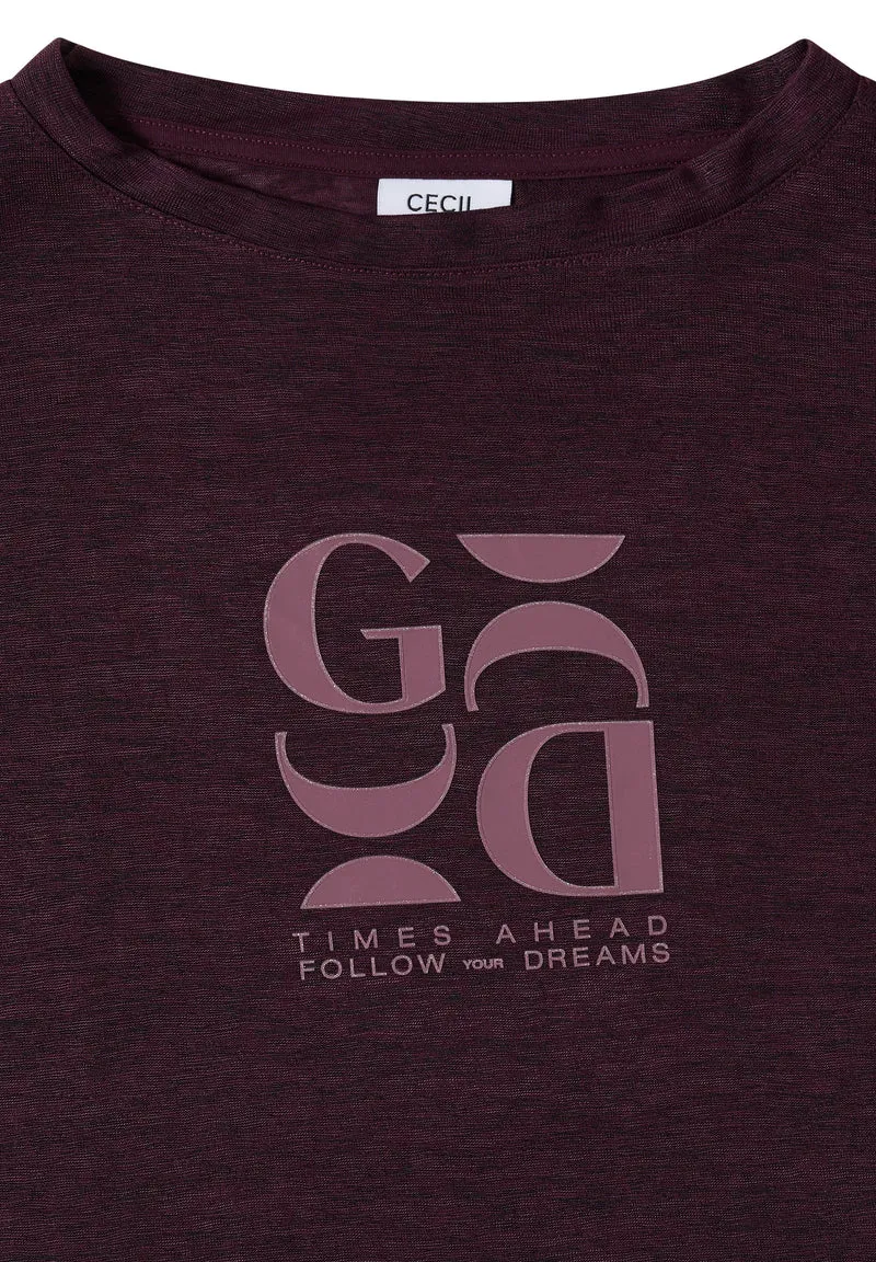 T-Shirt in Leinen-Optik mit Print