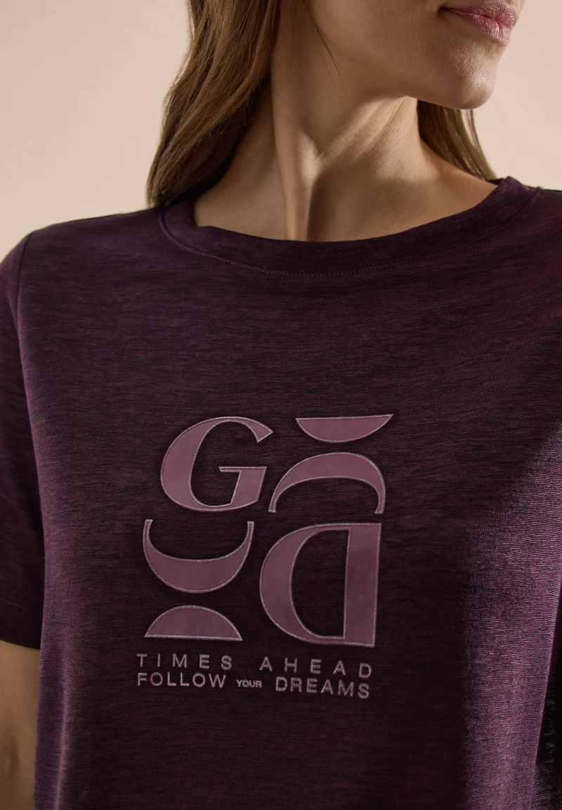 T-Shirt in Leinen-Optik mit Print