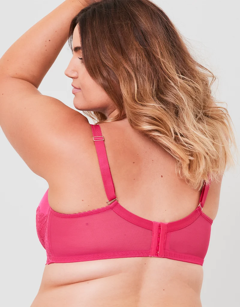 Oola Fan Lace Half Cup Bra Bright Pink