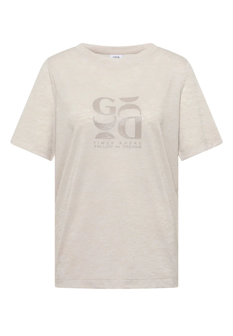 T-Shirt in Leinen-Optik mit Print