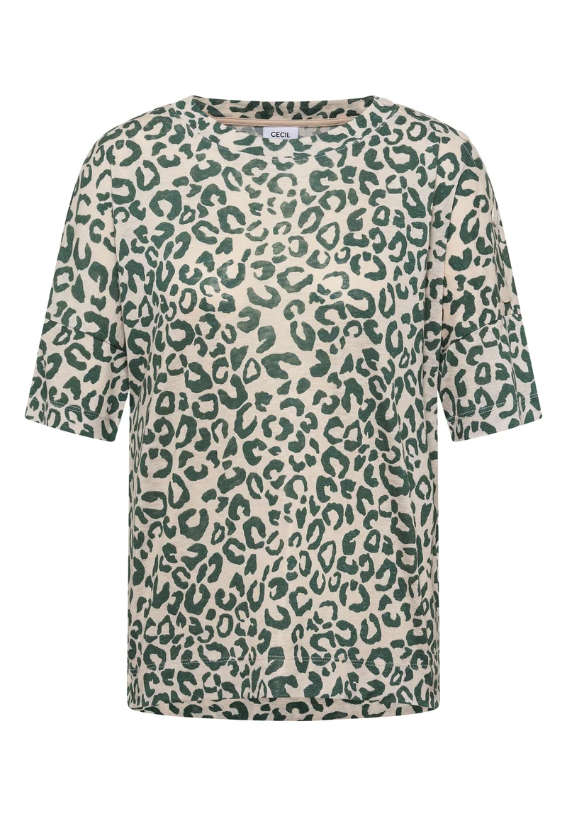 Kurzarm Shirt mit Knöpfen und Leo-Print