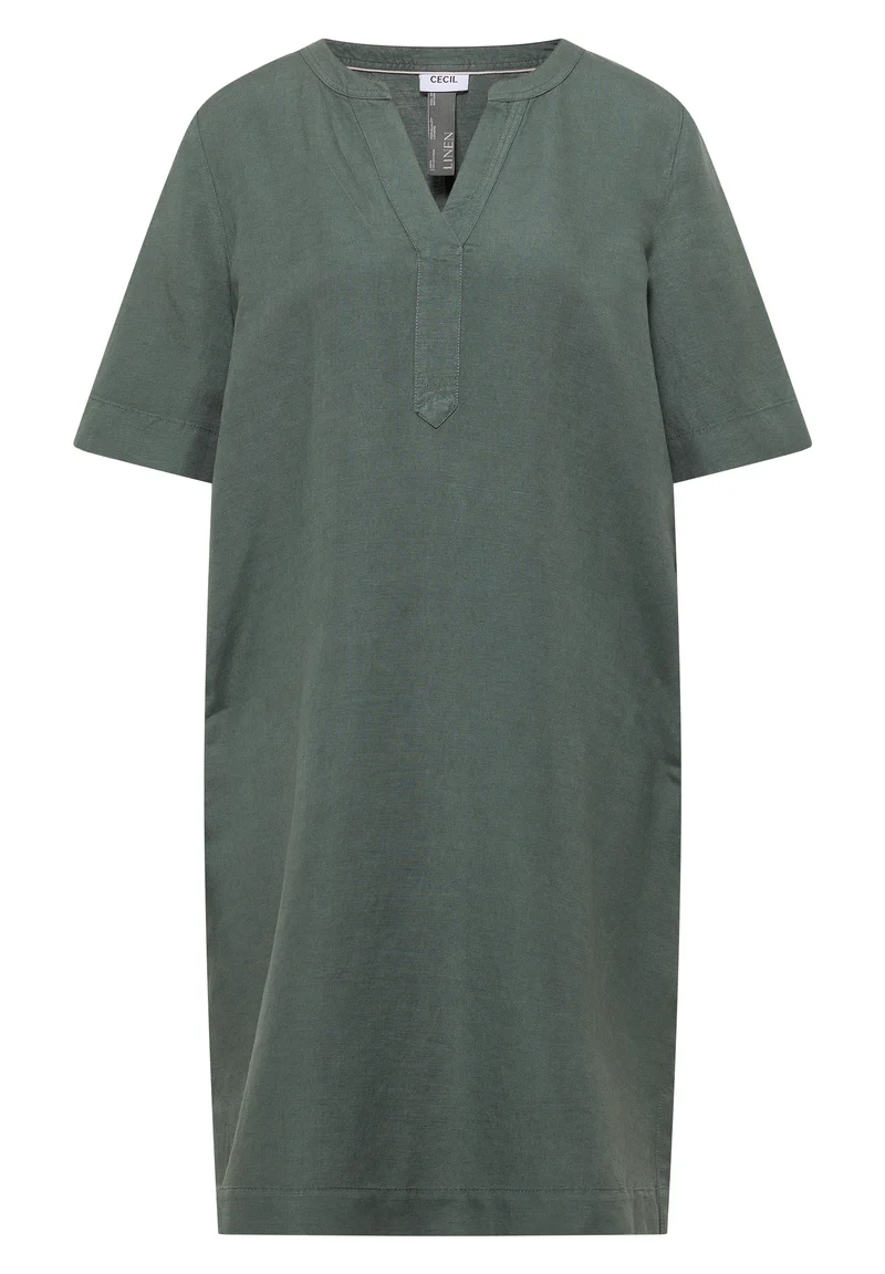 Knielanges Kleid aus Leinenmix
