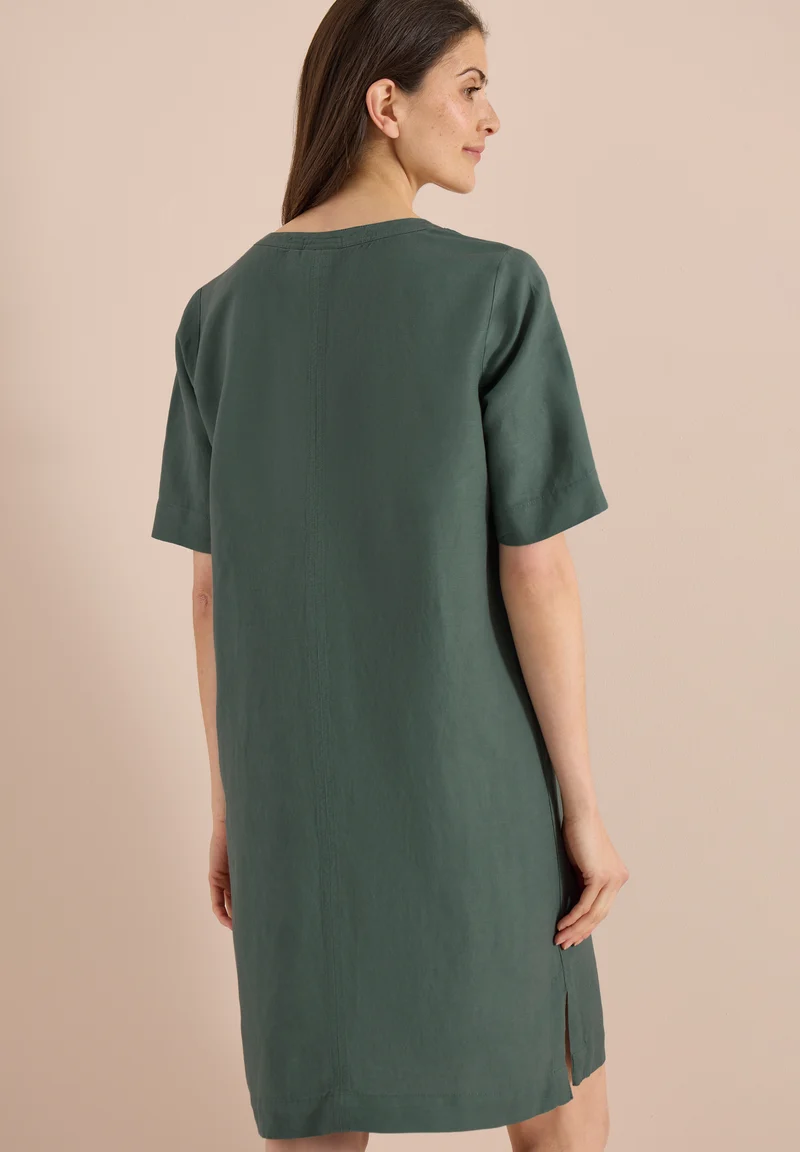 Knielanges Kleid aus Leinenmix