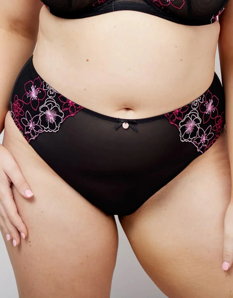 Oola Embroidery High Waist Brief Black