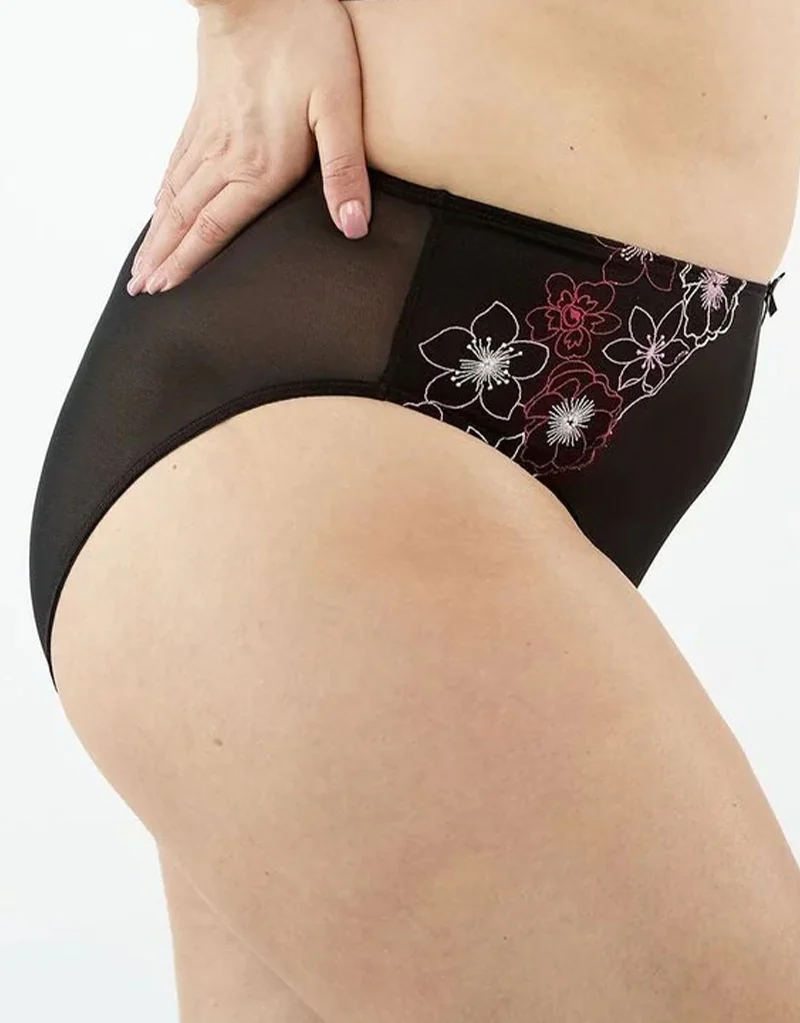 Oola Embroidery High Waist Brief Black