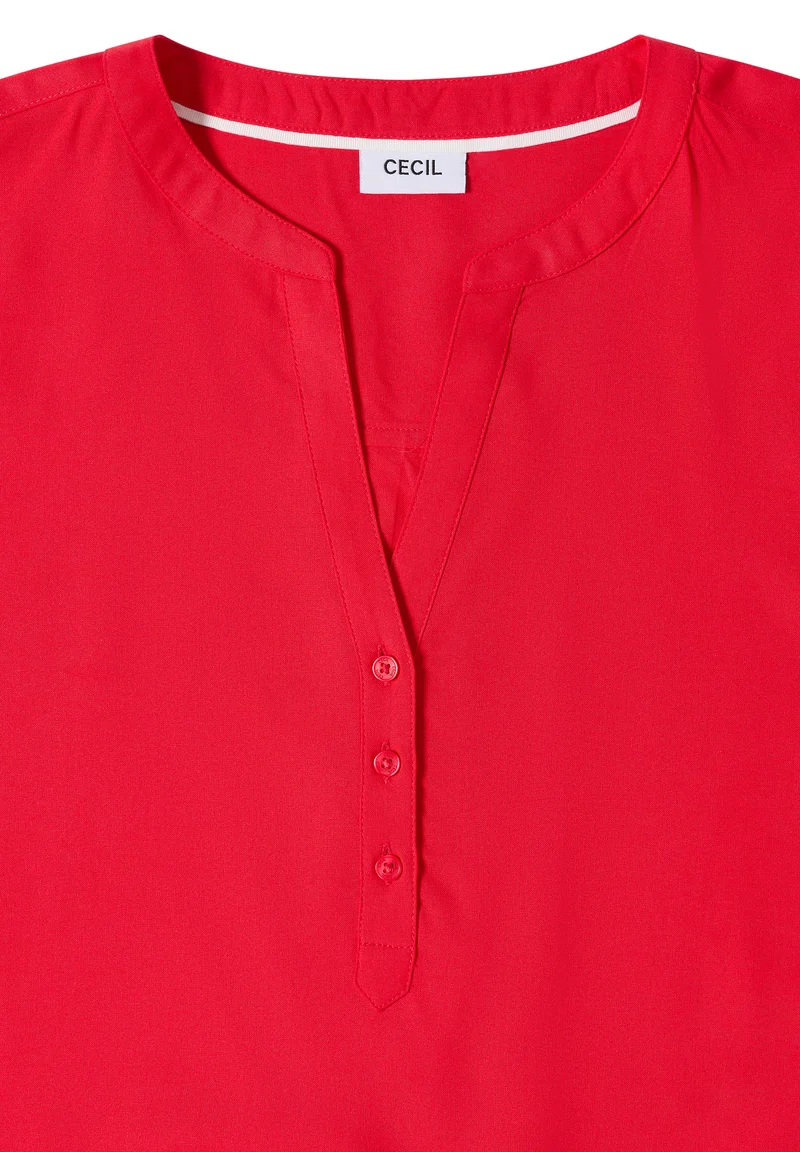 Kurzarm Bluse mit Split Neck