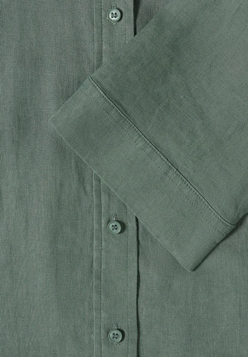 Kurzarm Hemdbluse aus reinem Leinen