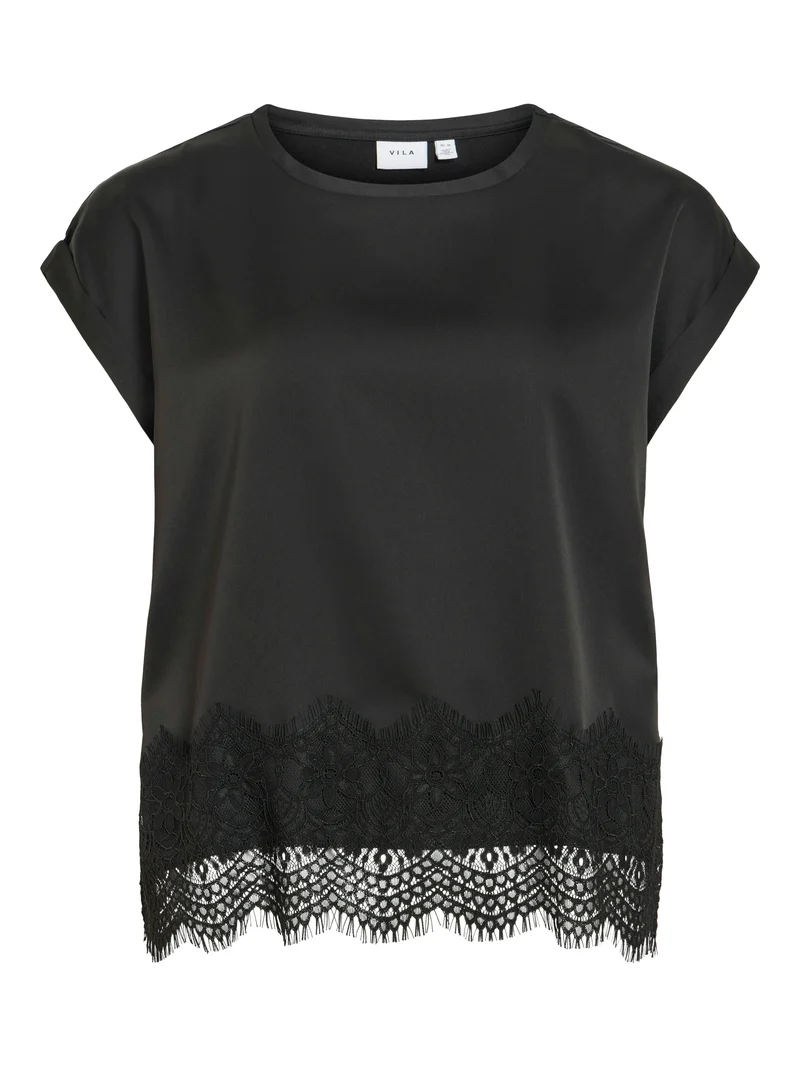 VIELLETTE S/S FULL SATIN LACE TOP - NOOS