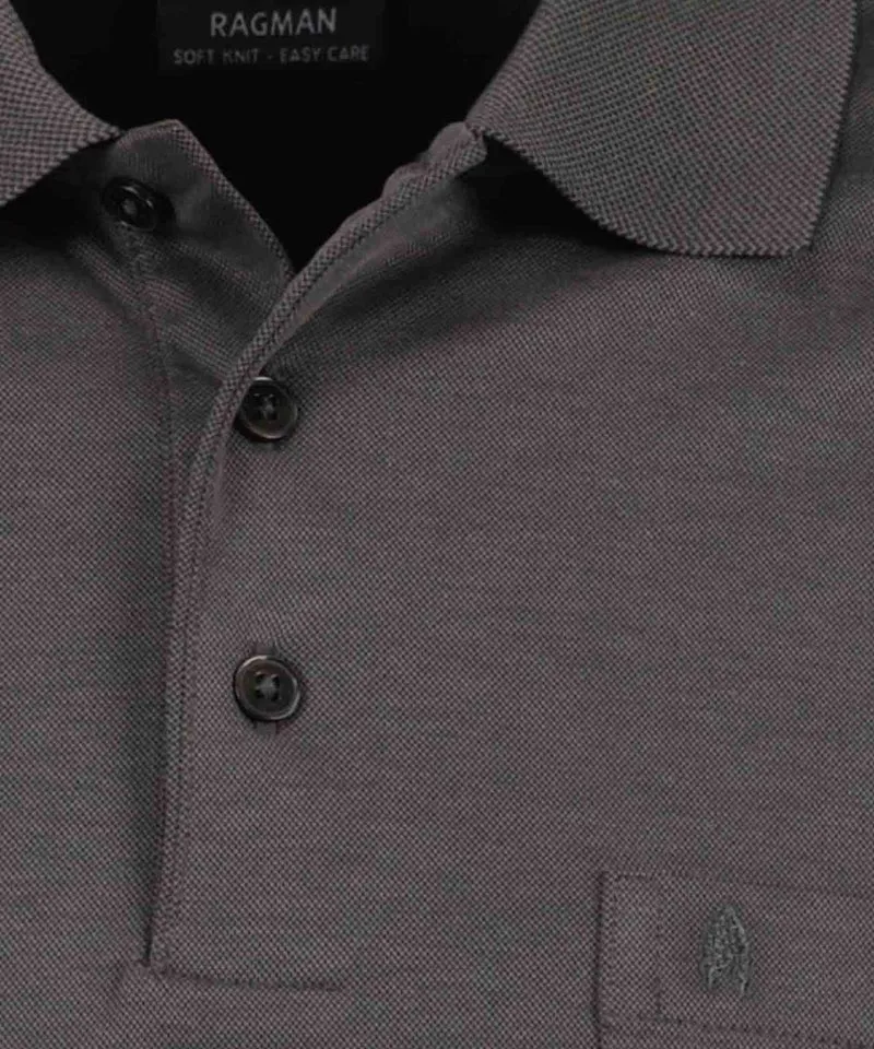 Softknit-Polo mit Brusttasche, Langarm