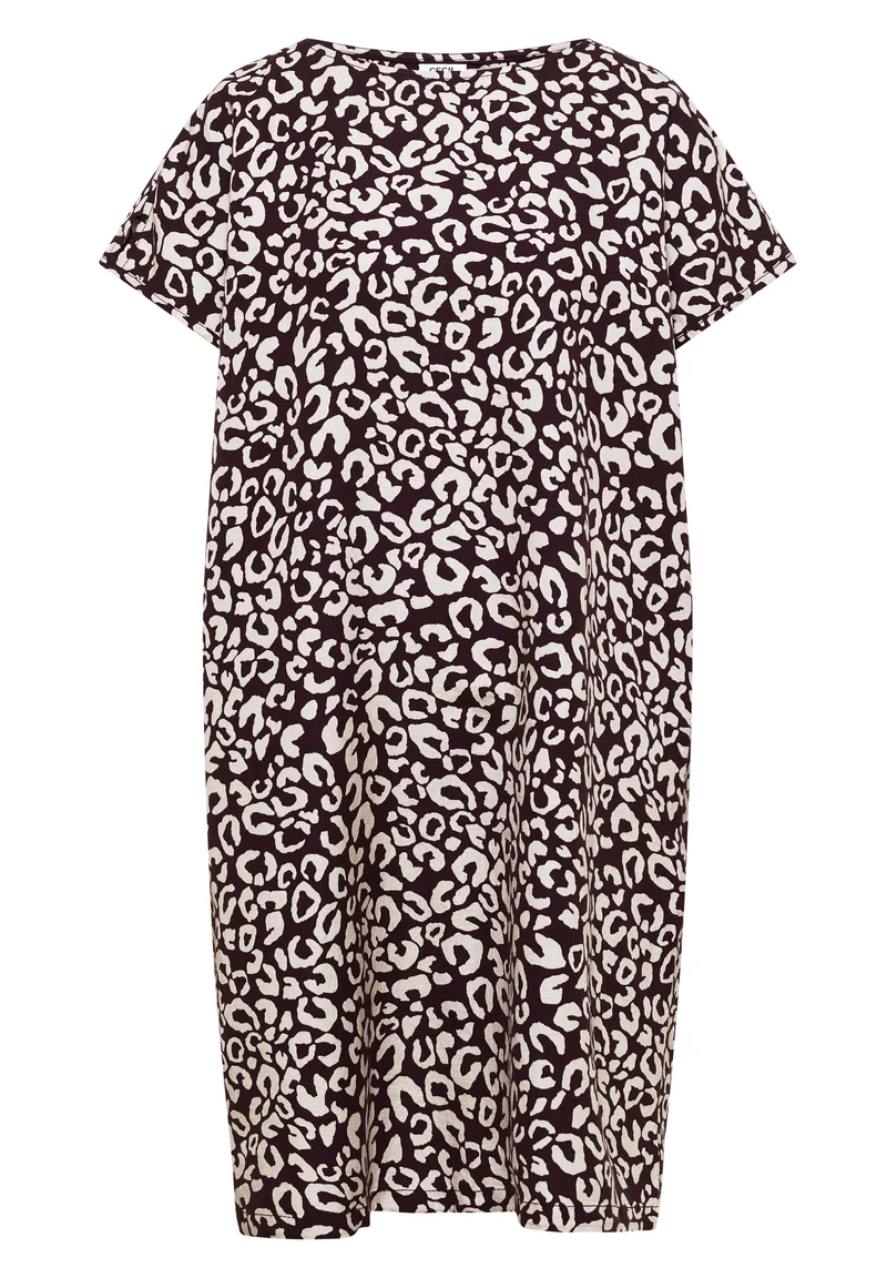 Knielanges Kleid aus Leinenmix mit Print