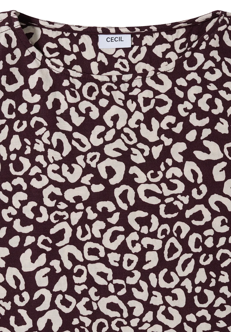 Knielanges Kleid aus Leinenmix mit Print