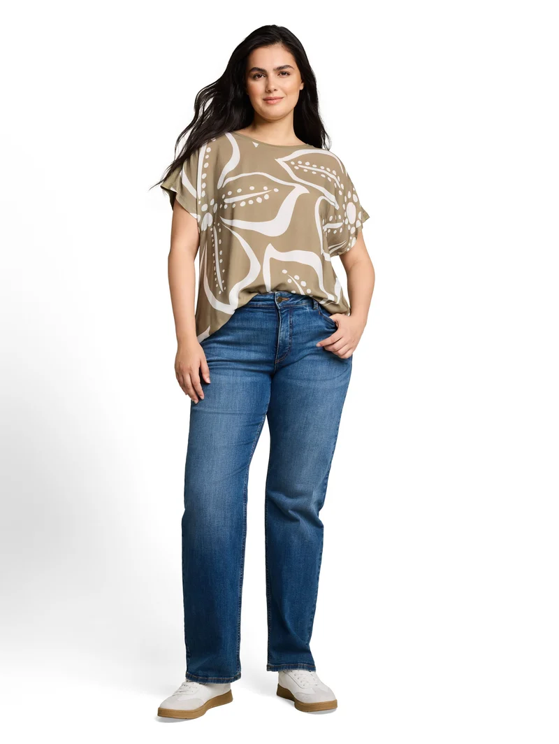 Plus Size - T-Shirt im Material-Mix