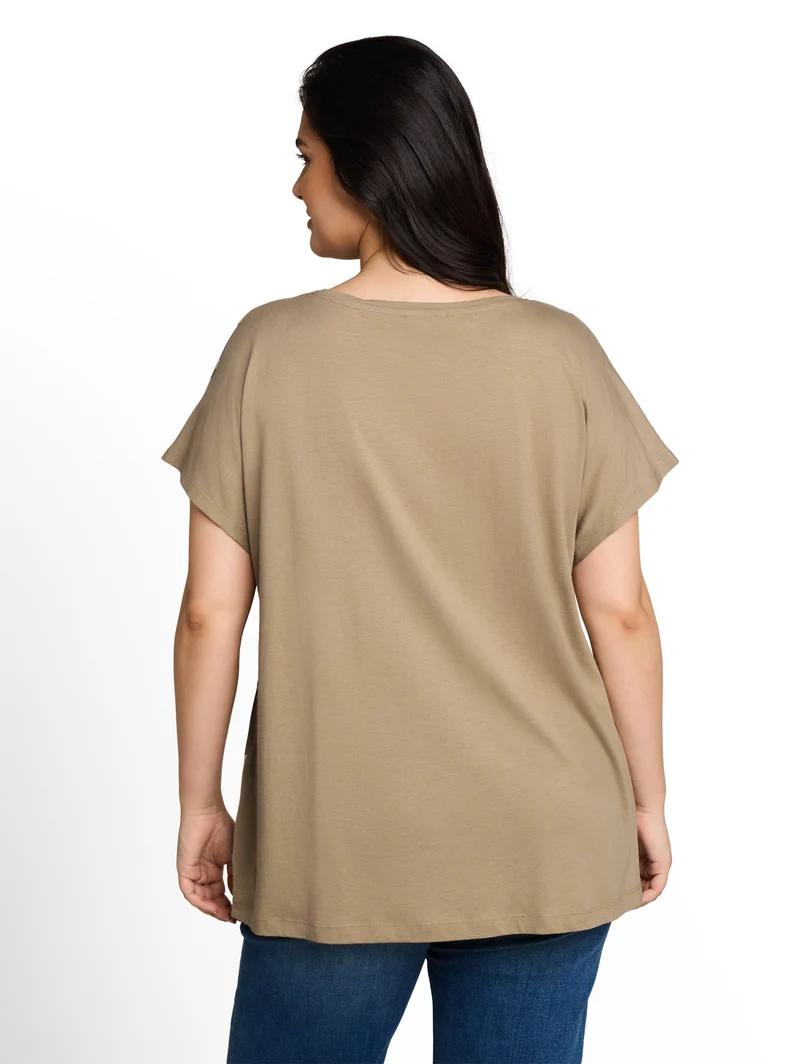 Plus Size - T-Shirt im Material-Mix