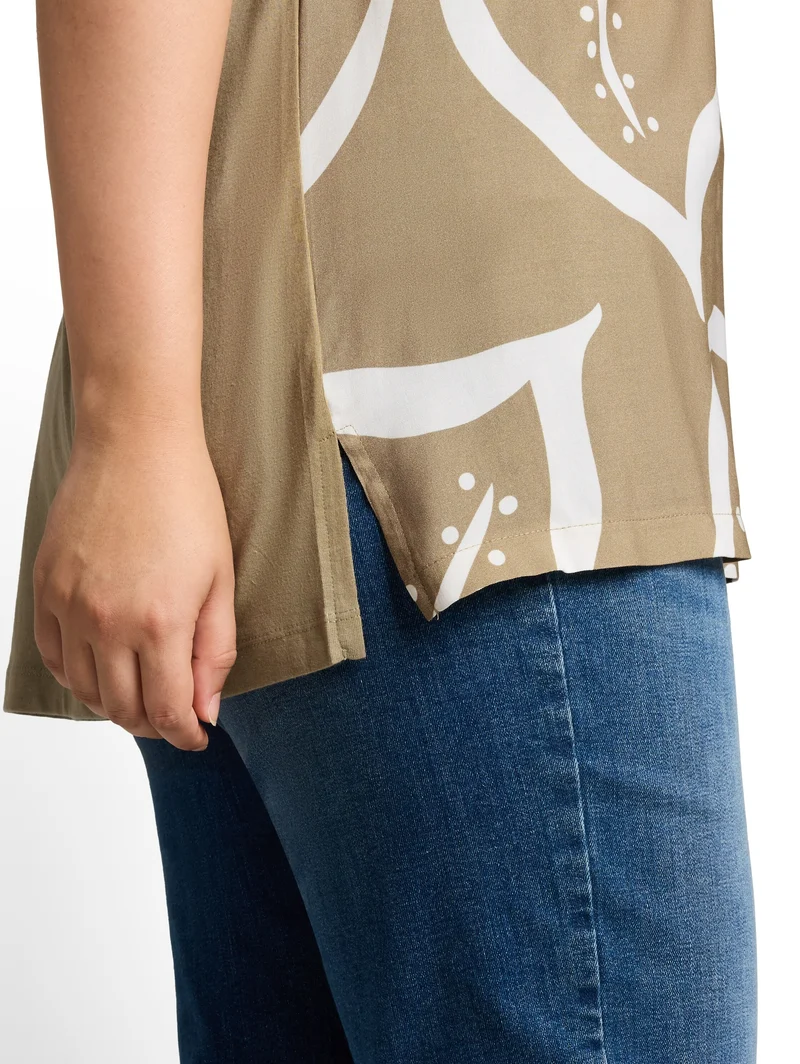 Plus Size - T-Shirt im Material-Mix