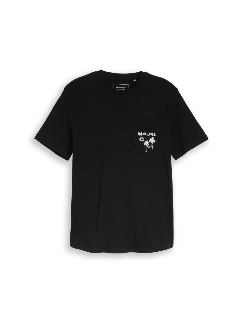 T-Shirt mit Brusttasche mit Print