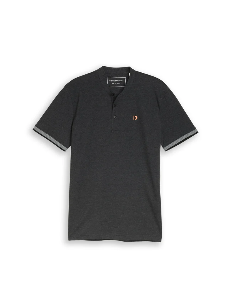 Piqué Poloshirt mit Stehkragen