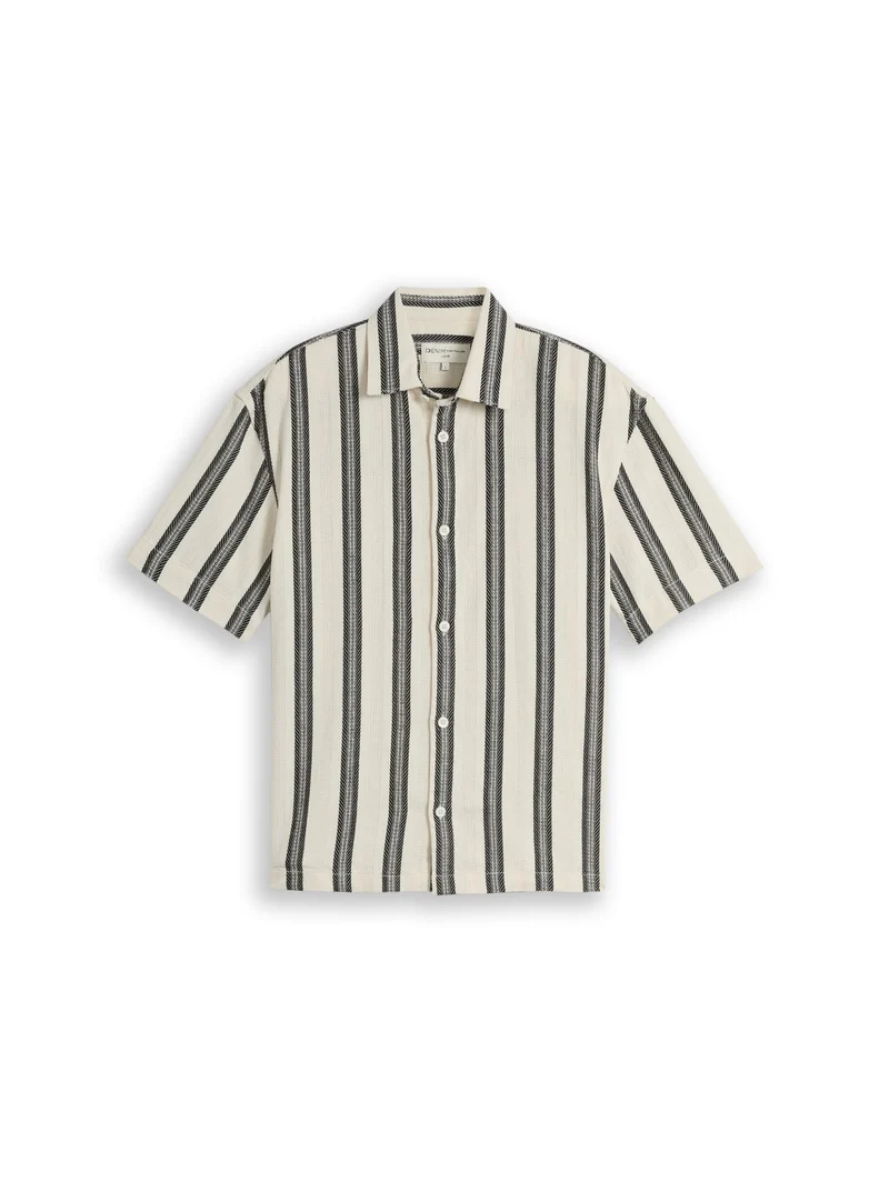 Loose Fit Kurzarmhemd mit Streifenmuster