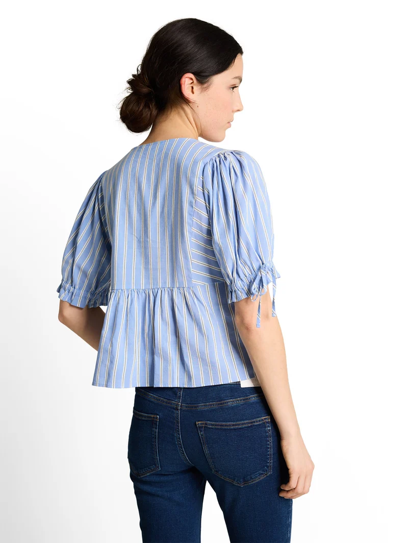 Bluse mit Streifen und Schleifendetails