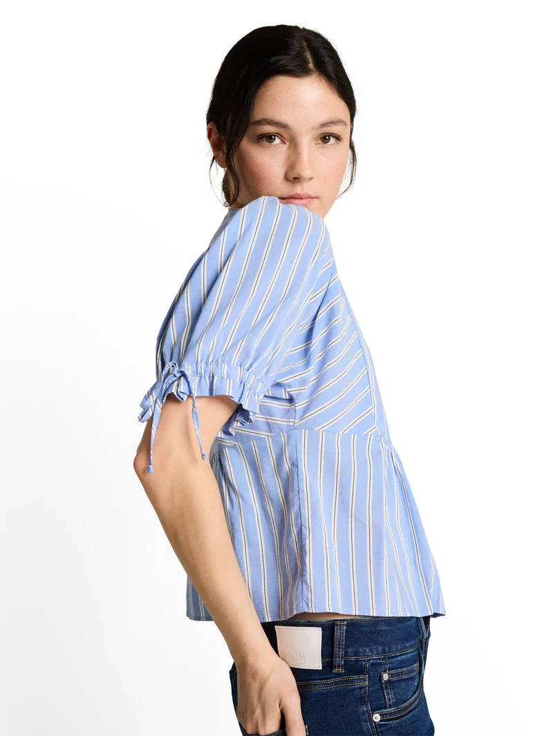 Bluse mit Streifen und Schleifendetails