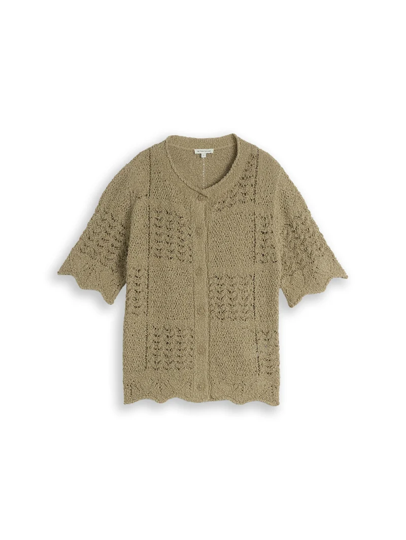 Cardigan mit welligen Saumkanten