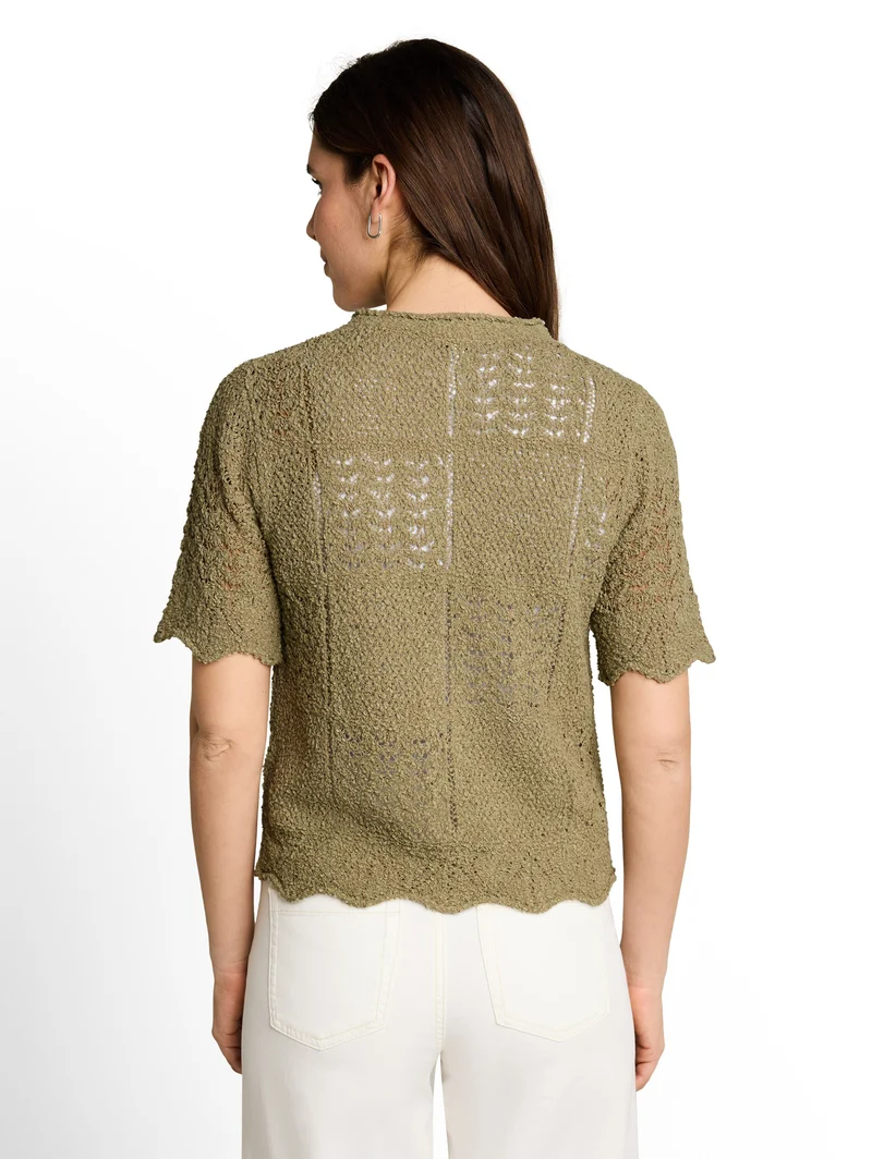 Cardigan mit welligen Saumkanten