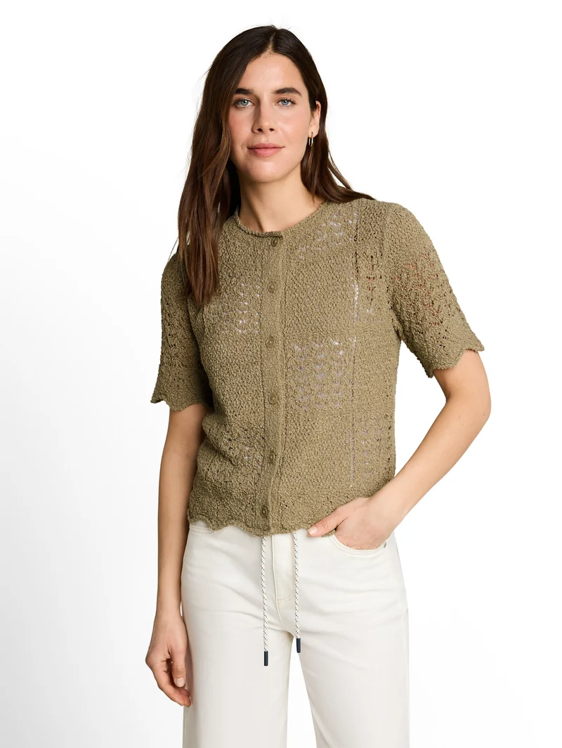 Cardigan mit welligen Saumkanten
