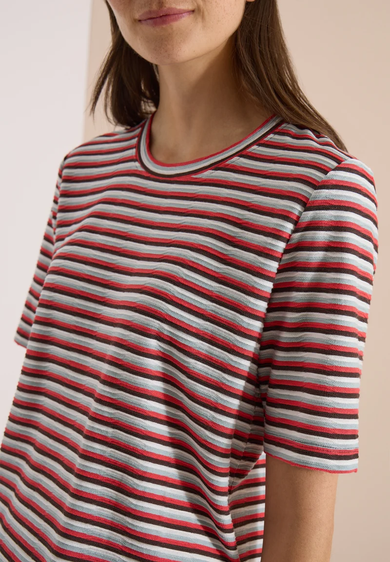 T-Shirt mit Struktur und Streifen