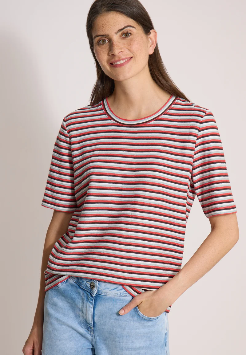 T-Shirt mit Struktur und Streifen