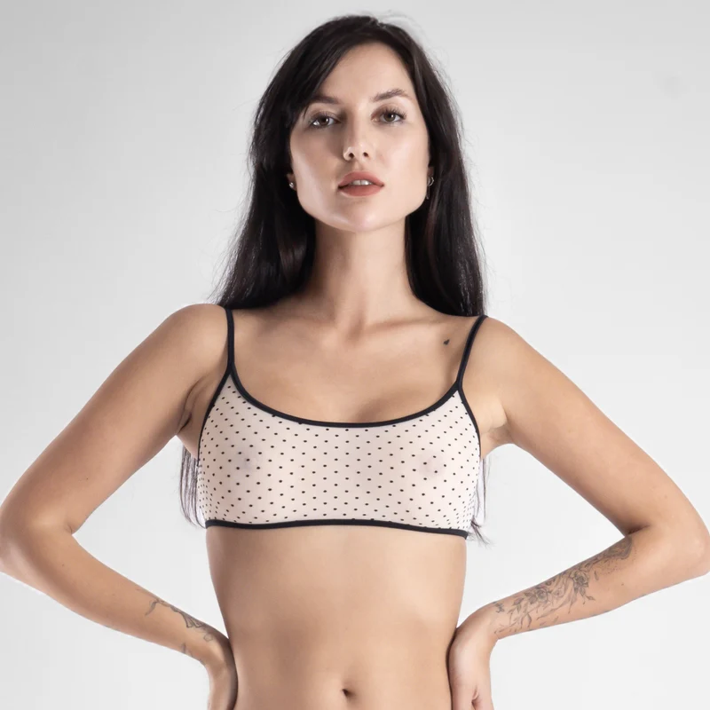 Exquisite Elegance - Mesh Bralette - Elfenbein/Schwarz