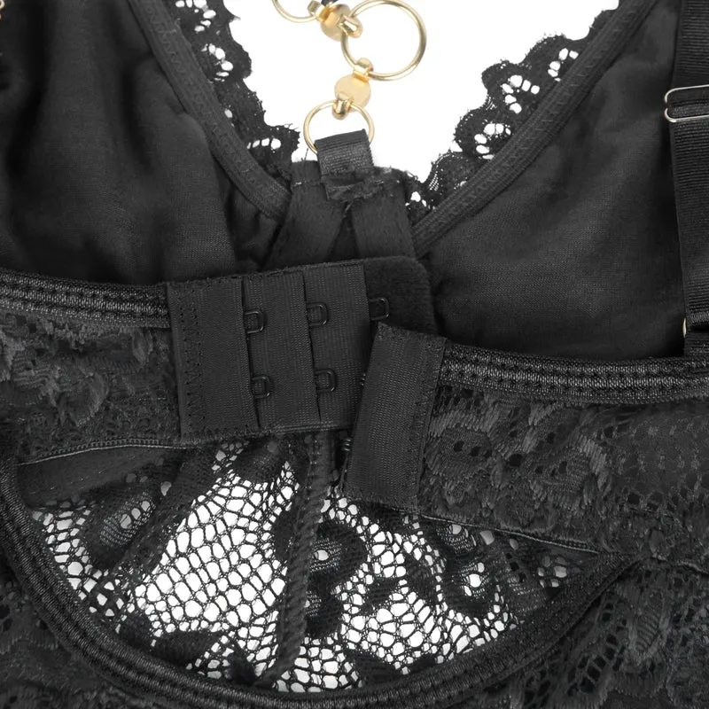 Sexy Schwarzes Nachtkleid – Modal, Spitze & Schlitz, verführerische Lingerie