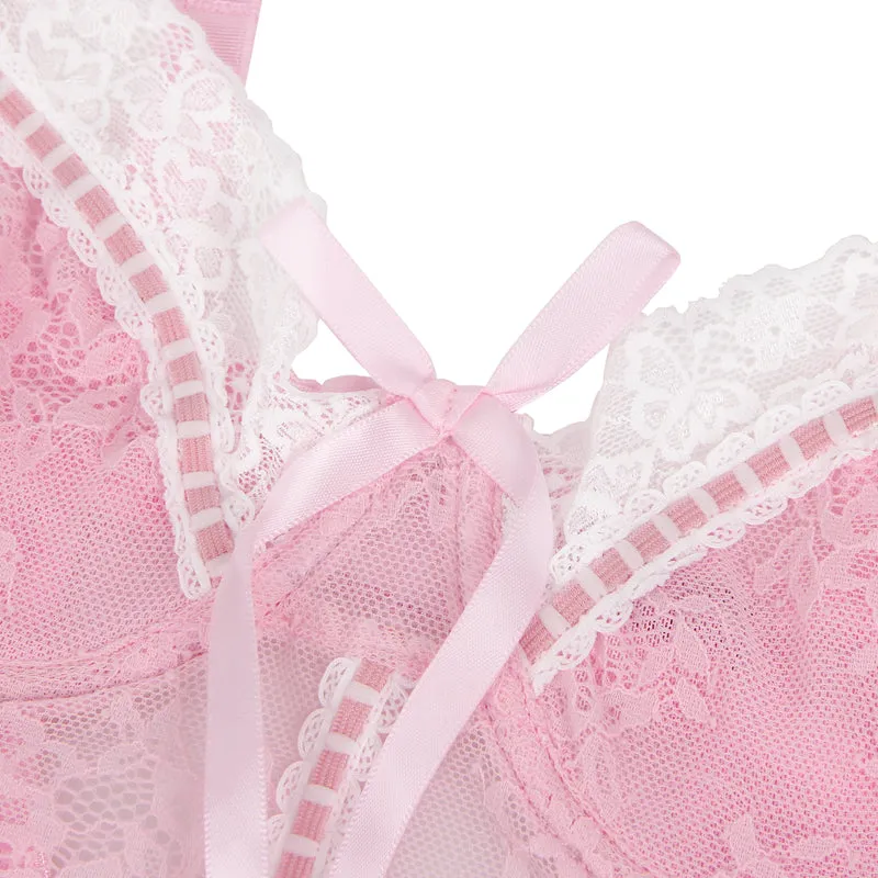 Sexy Pinkes Rüschen-Nachtkleid – Spitze & Strapse, verführerische Lingerie