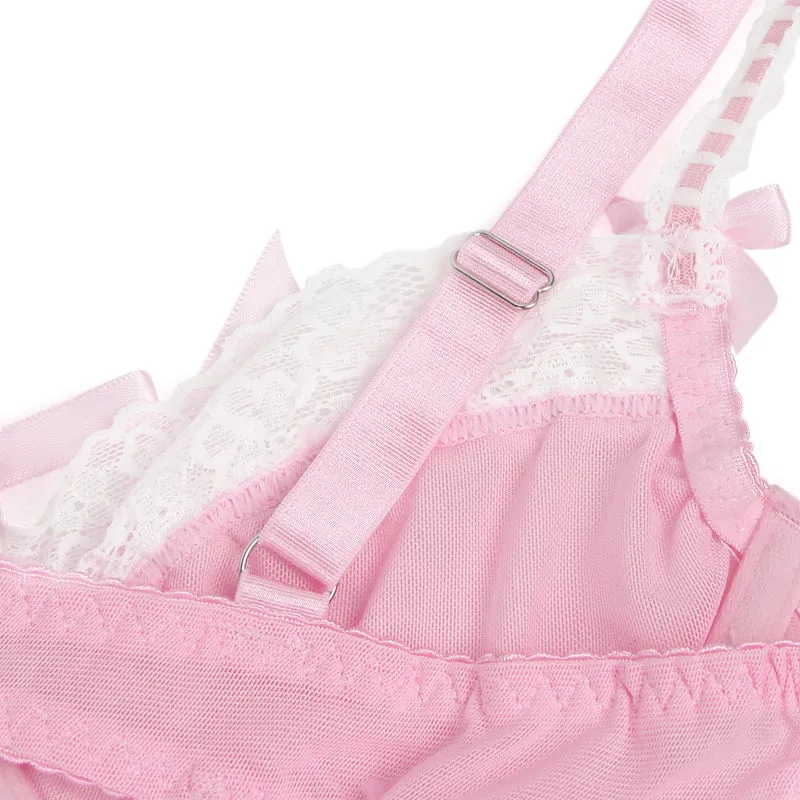 Sexy Pinkes Rüschen-Nachtkleid – Spitze & Strapse, verführerische Lingerie
