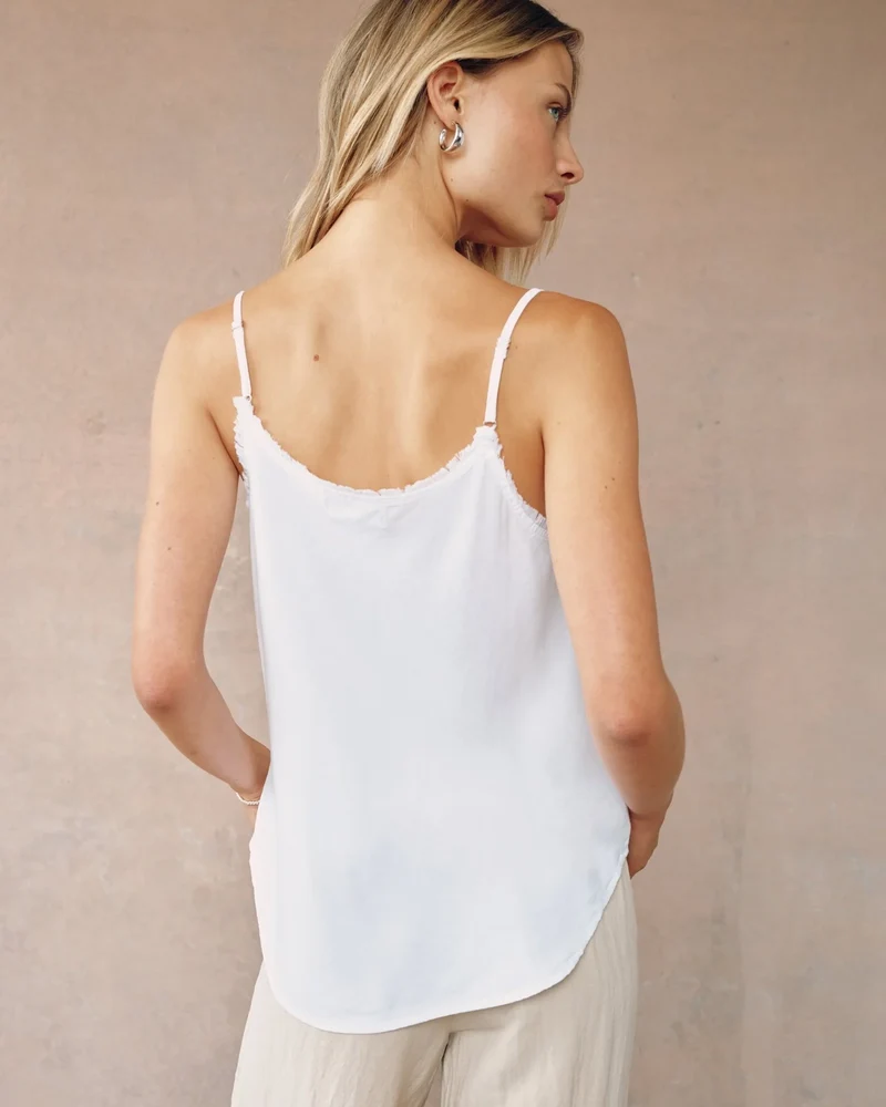 Frayed Cami White