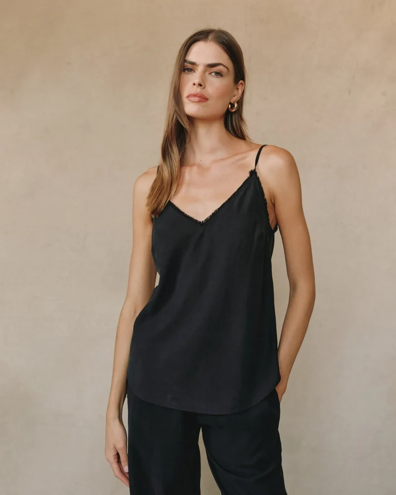 Frayed Cami Vintage Black
