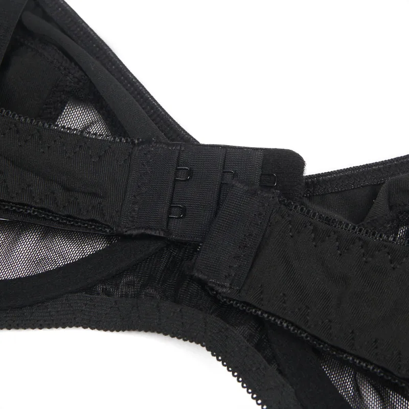 Black Mesh Underwire Lingerie Set – Garter & Bra, Sexy High-Quality Outfit