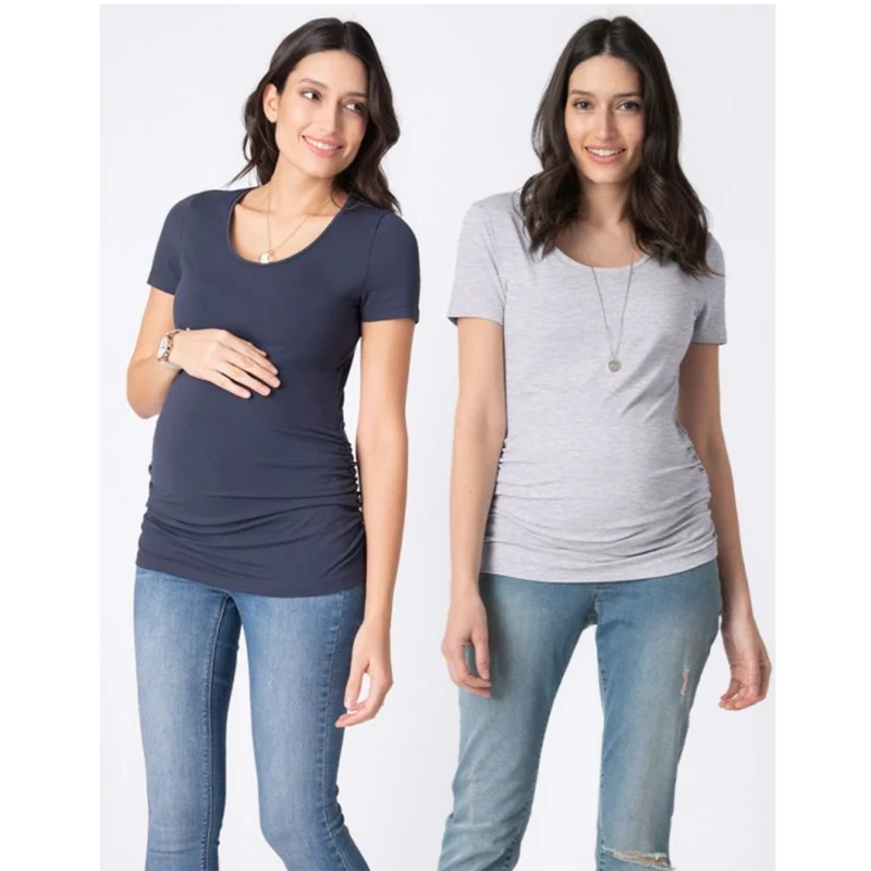 Seraphine 2er-Pack Vente-T-Shirts aus Bambus - Julianne - Marineblau/Grau