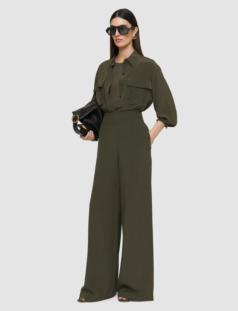 Rihani Crepe de Soie Trousers Palm Leaf
