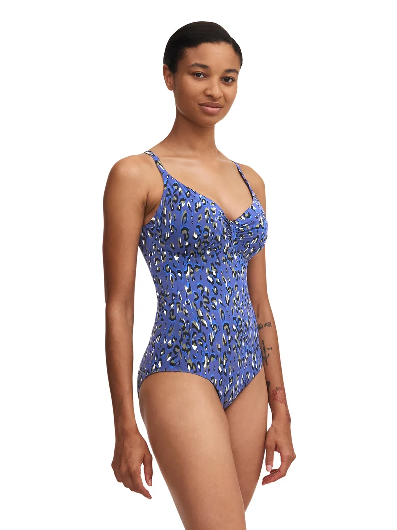Chantelle Bademode – Eos Covering Bügel-Badeanzug, blauer Leopard