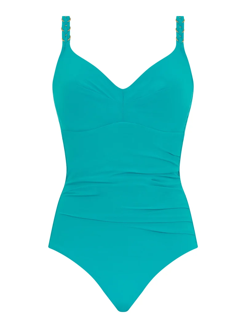Chantelle Swimwear – Emblem-bedeckender Bügel-Badeanzug, Seeblau